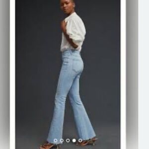 Mother Women Jeans Weekender Fray Crop Flare Mentally Elsewhere Sz 28 LightBlue